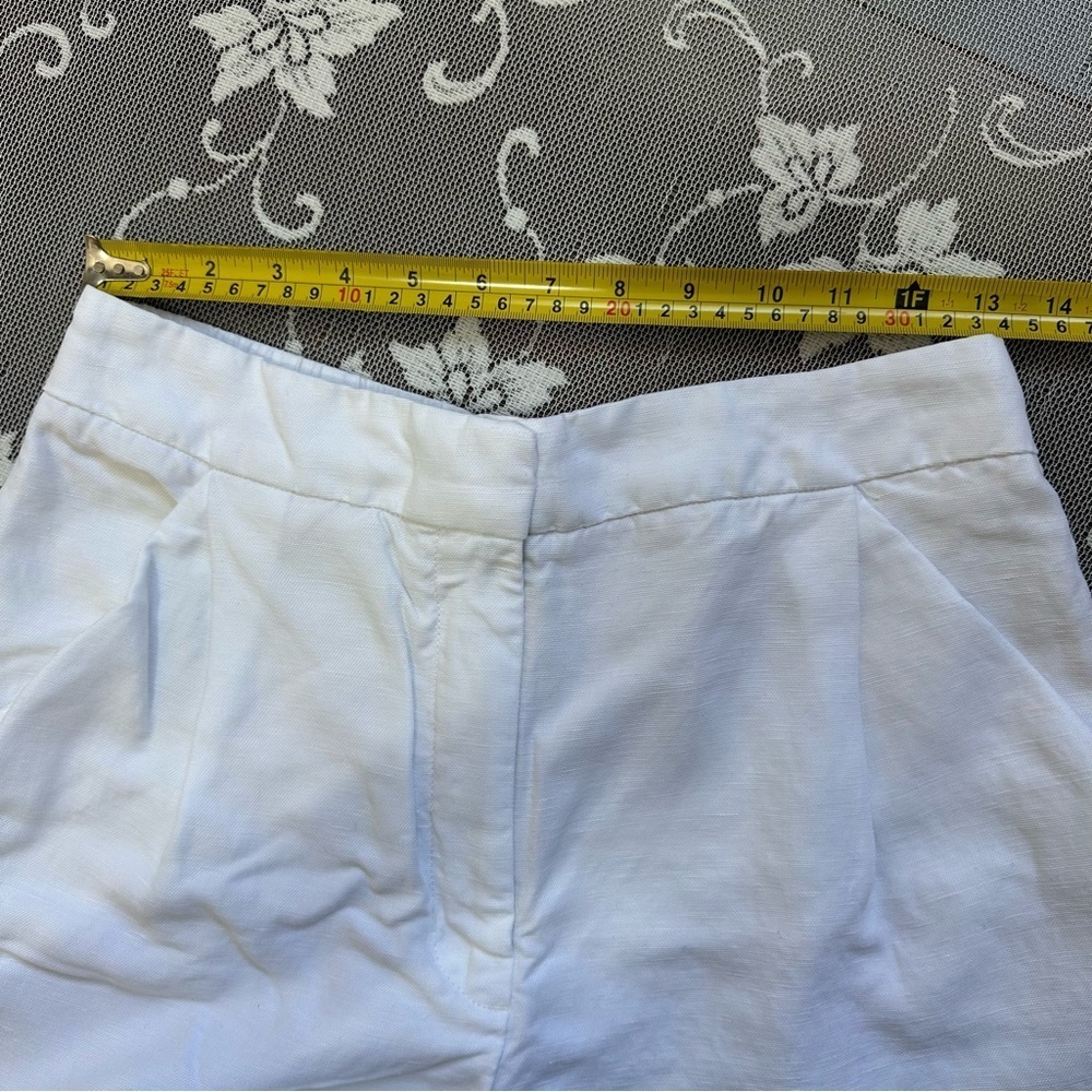 Aritzia Wilfred Fable Linen Blend Mid-Thigh Shorts in White Sz 8 - Picture 7 of 11